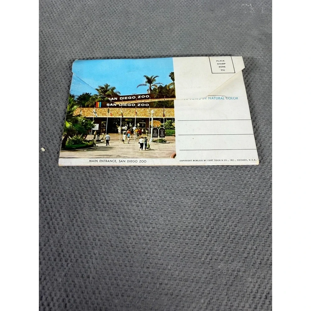 Vintage San Diego Zoo Postcard Folder 12 Views Balboa Park California Curt Teich